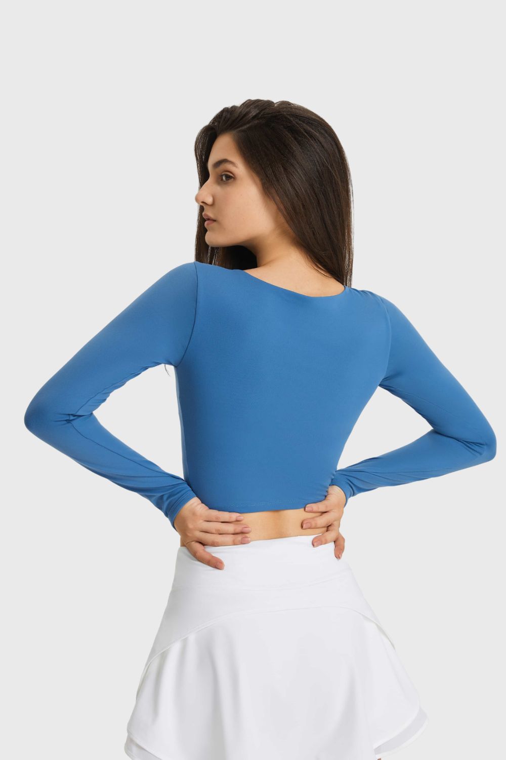 Thunder Chick Fitness Cutout Long Sleeve Cropped Sports Top