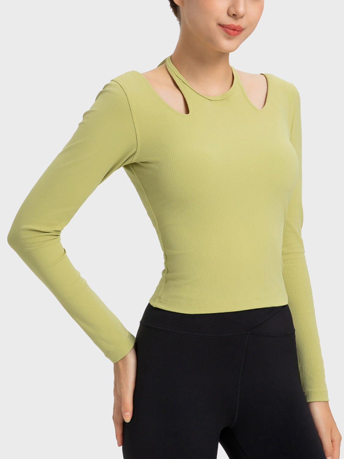 Thunder Chick Fitness Halter Neck Long Sleeve Sporty Top