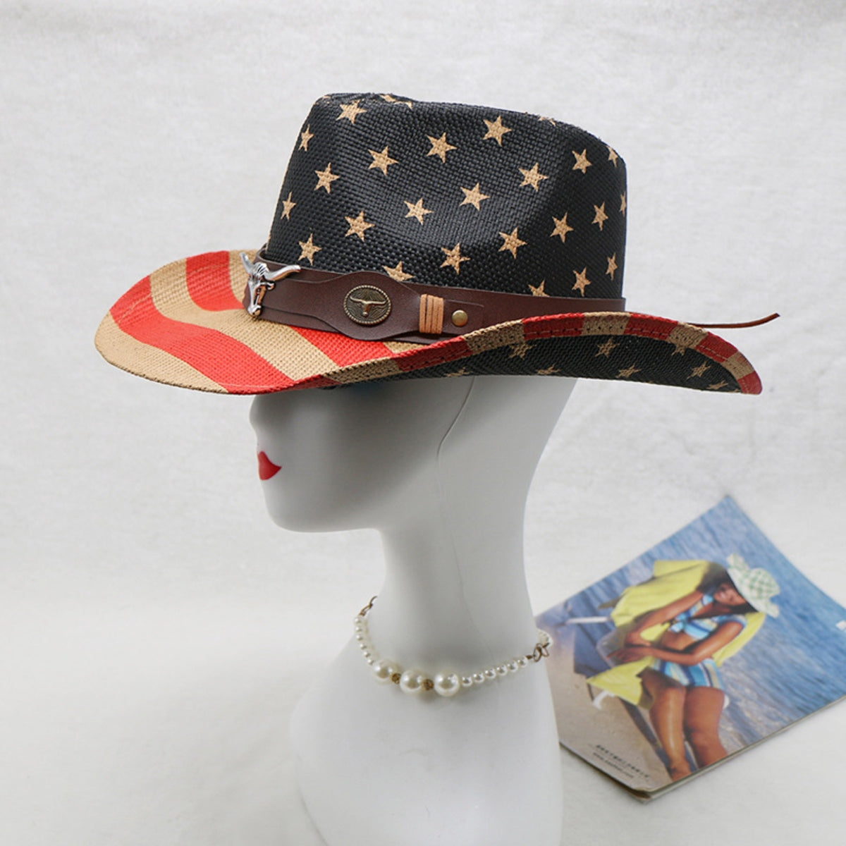 Thunder Chick Fitness US Flag Print Paper Cloth Hat
