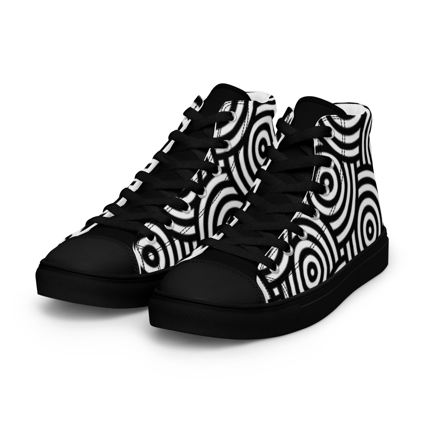 TCF Black/White Circle High Top Canvas Shoes