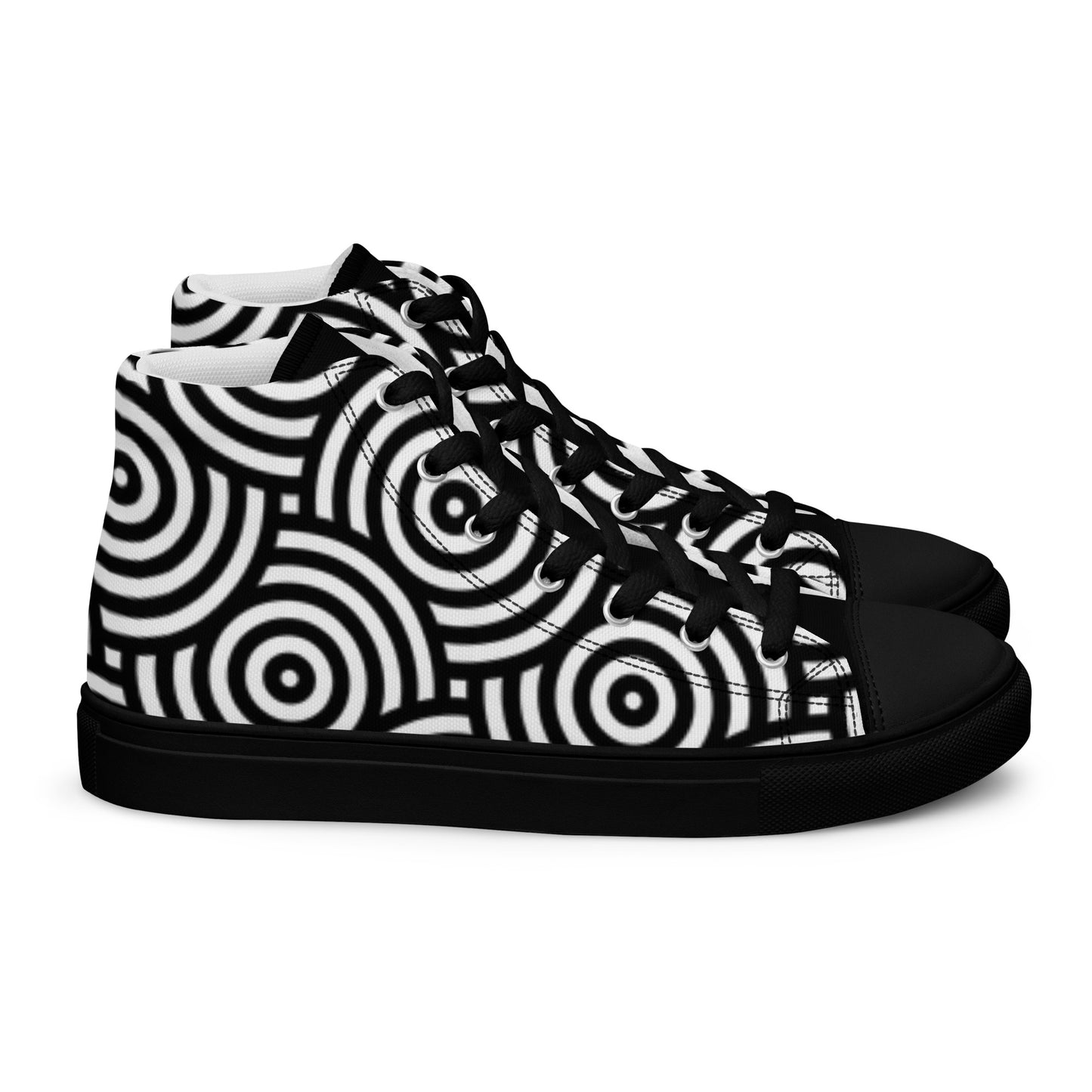 TCF Black/White Circle High Top Canvas Shoes