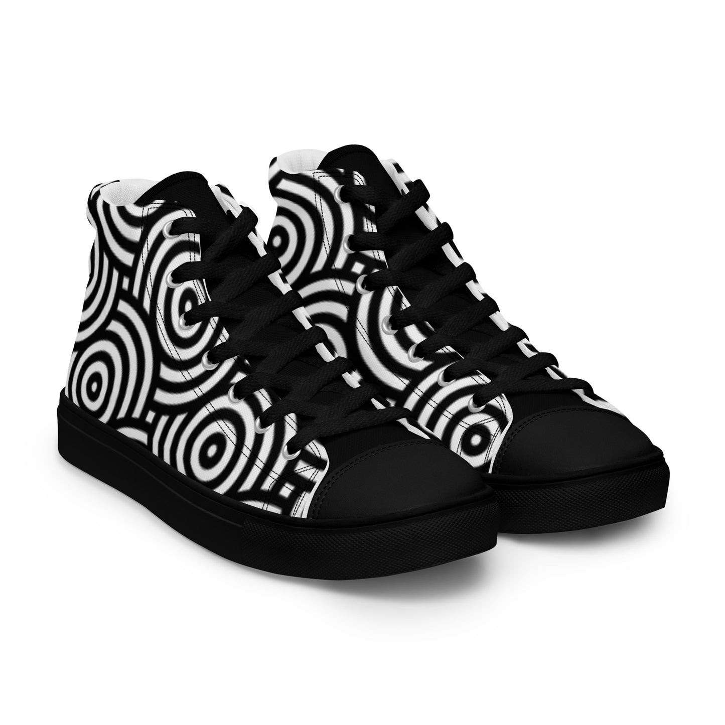 TCF Black/White Circle High Top Canvas Shoes